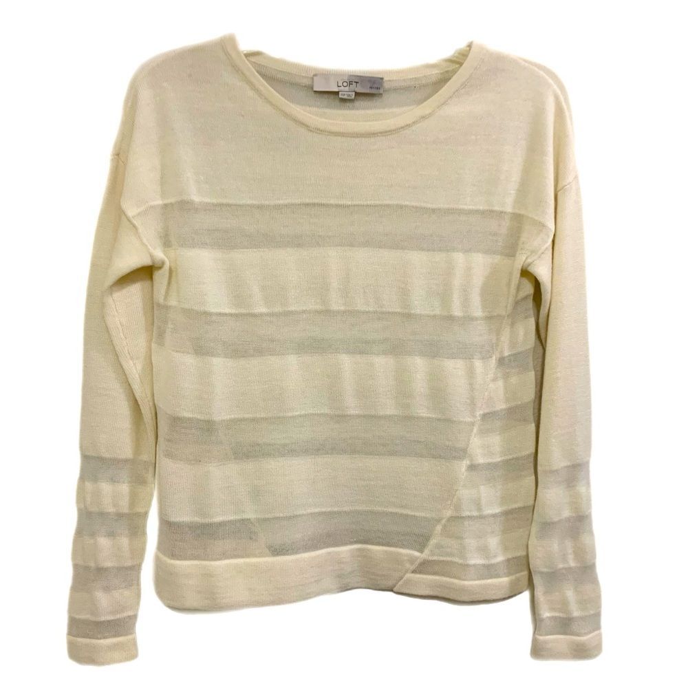 Loft Wool Blend Cream Semi Sheer Sweater Women’s XSP.